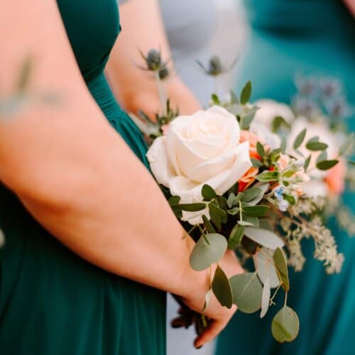 Teal Blue Coral bouquet